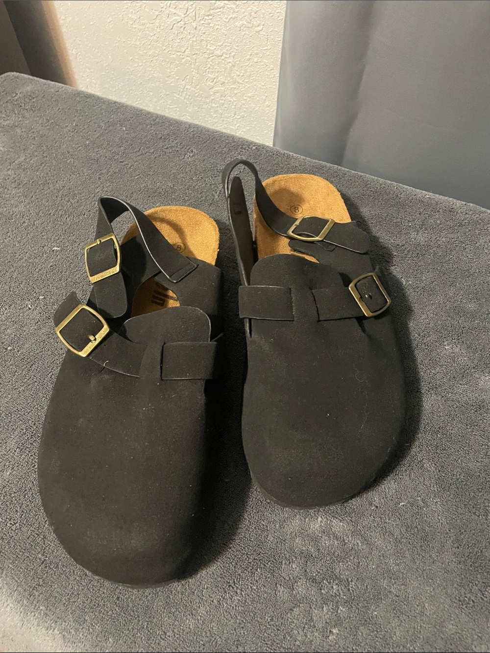 SHEIN Black Suede Buckle Slingback Clogs NWT